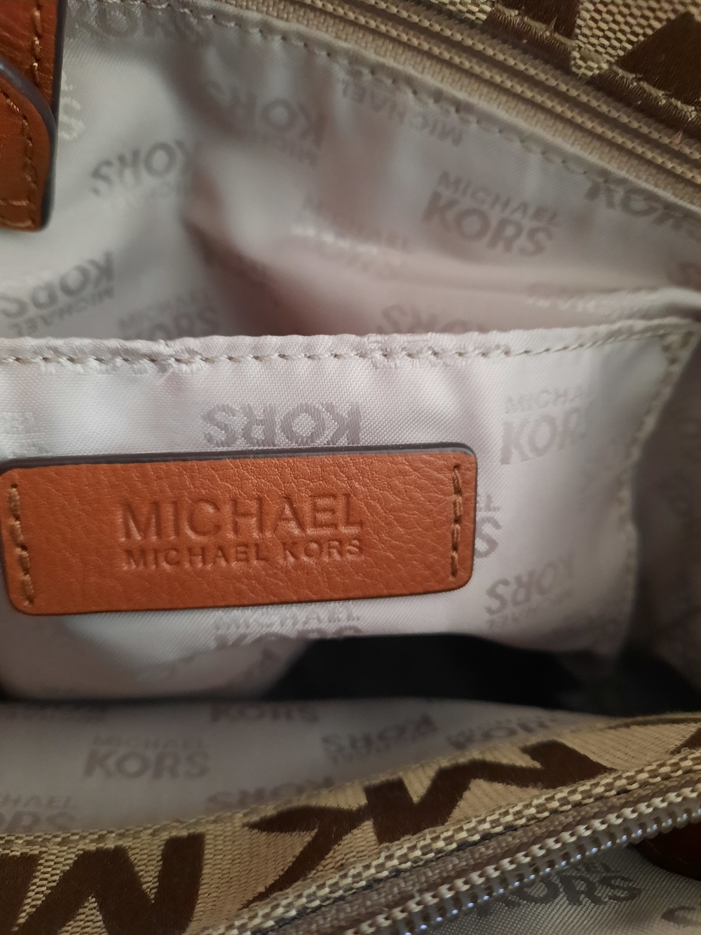 Michael Kors Tan MK Logo Satchel Bag - Picture 8 of 9